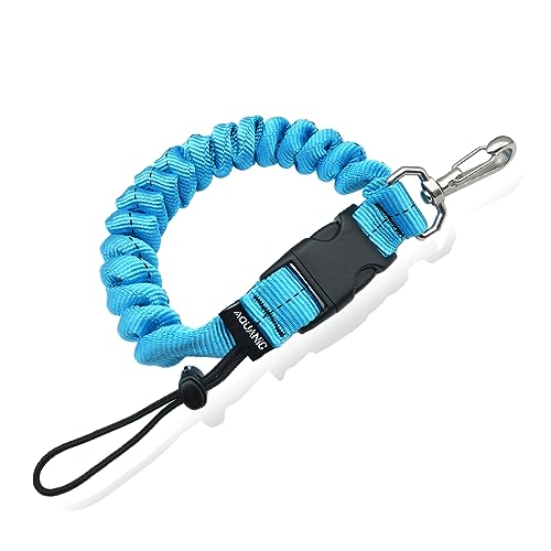 nitescuba Scuba Diving Spring Clip Lanyard, Thick Stainless Steel Spring Coiled Anti-Lost Lanyard with Quick Release Buckle for Underwater Cameras,Dive flash Lights (blue) - Image 1