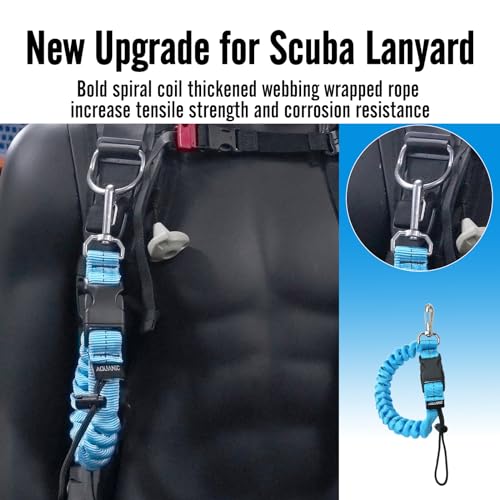 nitescuba Scuba Diving Spring Clip Lanyard, Thick Stainless Steel Spring Coiled Anti-Lost Lanyard with Quick Release Buckle for Underwater Cameras,Dive flash Lights (blue) - Image 3