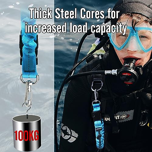 nitescuba Scuba Diving Spring Clip Lanyard, Thick Stainless Steel Spring Coiled Anti-Lost Lanyard with Quick Release Buckle for Underwater Cameras,Dive flash Lights (blue) - Image 4