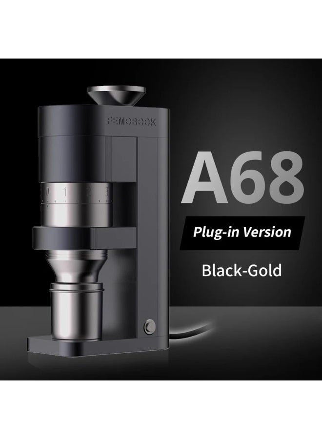 Femobook A68 Electric Coffee Grinder Black Gold, 68mm Conical Burr Espresso & Filter Grinder with Stepless Precision Adjustment - Image 1