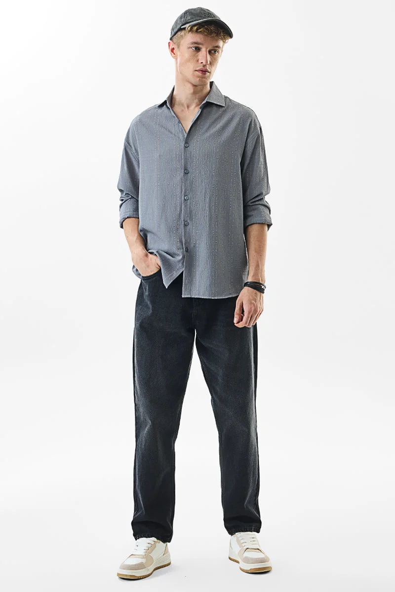 SNITCH Regular Fit Self-Design Grey Shirt