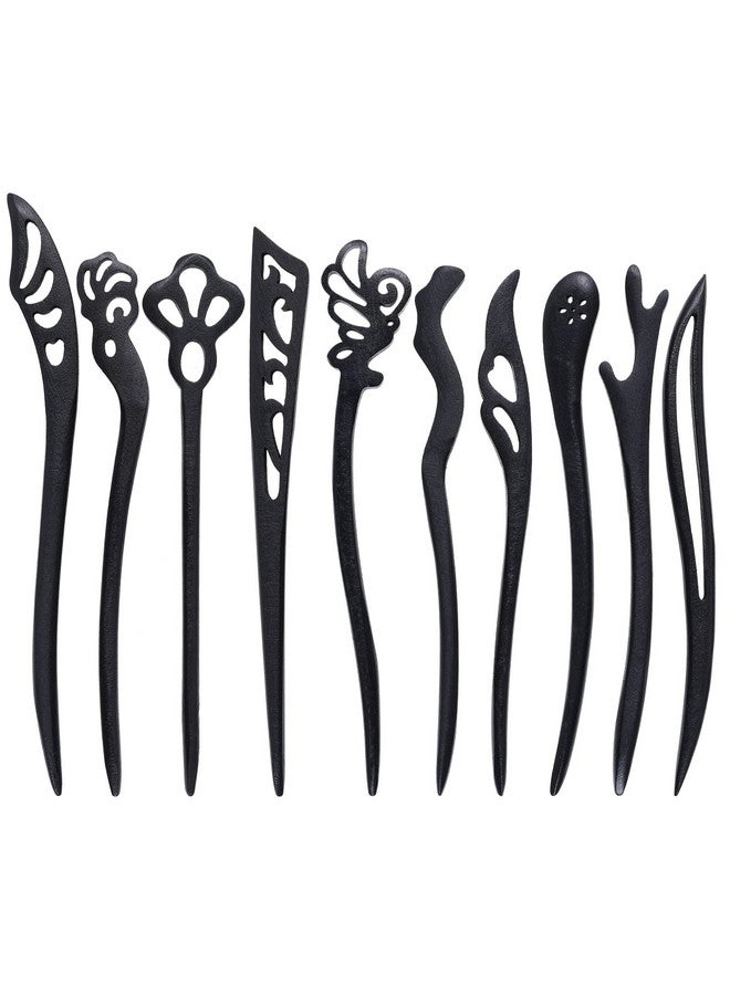 Miayon Miayon 10 Pieces Wooden Hair Sticks Chinese Chignon Japanese Hair Chopsticks Wooden Hair Pins for Long Hair Hair Sticks for Buns for Women Girls Handmade Hair Accessories  - Image 1