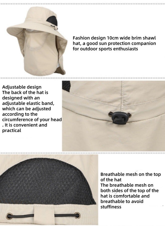 UV-Protection Hat Hiking Hat with Removable Mesh Face Neck Flap Cover Fishing Cap for Man Women Light - Image 4