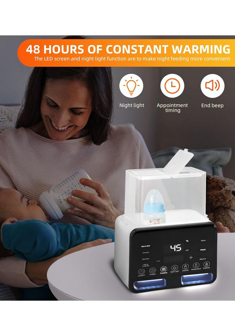Baby Milk Warmer, Double Bottle Sterilizer with LCD 9-in-1 Fast Baby Food Heater&Defrost BPA-Free Warmer Display Accurate Temperature Control for Breastmilk or Formula Warmer - Image 2