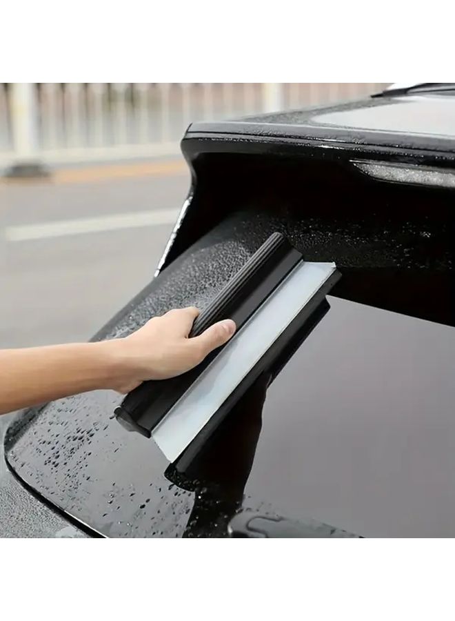 1pc Black Soft Silicone Car Scraper Anti Scratch Portable Window Cleaning Brush Effectively Dry Safely Paint Glass Windshield Wipers Essential Car Detail Accessories Cleaner - Image 1
