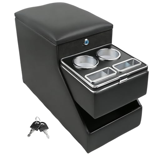 Donpida Center Console Organizer for Minivans SUVs Middle Van Seats FloorMounted Lockable Storage Box with Dual Cup Holders Ideal for Vehicle Interior - Image 1