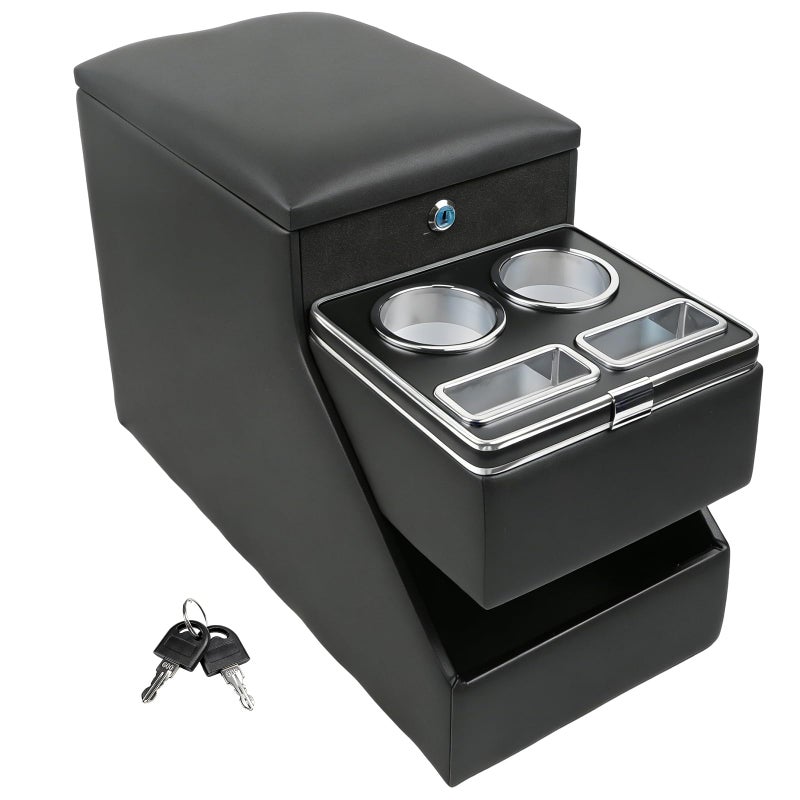 Donpida Center Console Organizer for Minivans SUVs Middle Van Seats FloorMounted Lockable Storage Box with Dual Cup Holders Ideal for Vehicle Interior - Image 3