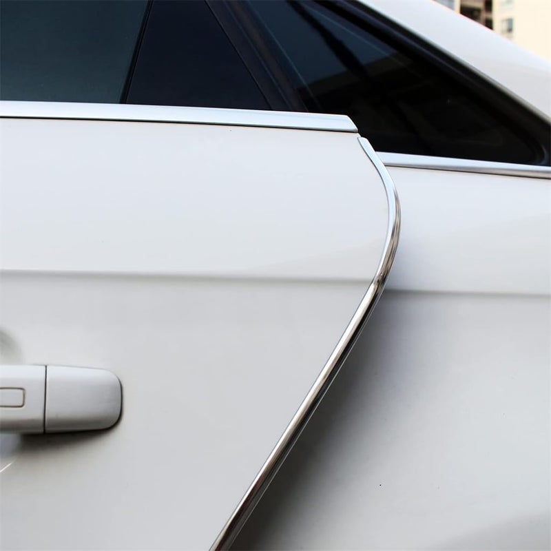 Azonee Car Door Edge Guards Chrome, Universal U Shape Moulding Trim Strip Automotive Guard Door Protector Edge Guard Decorative for Sedans, Trucks, SUV, ATV, Silver, 16FT - Image 2