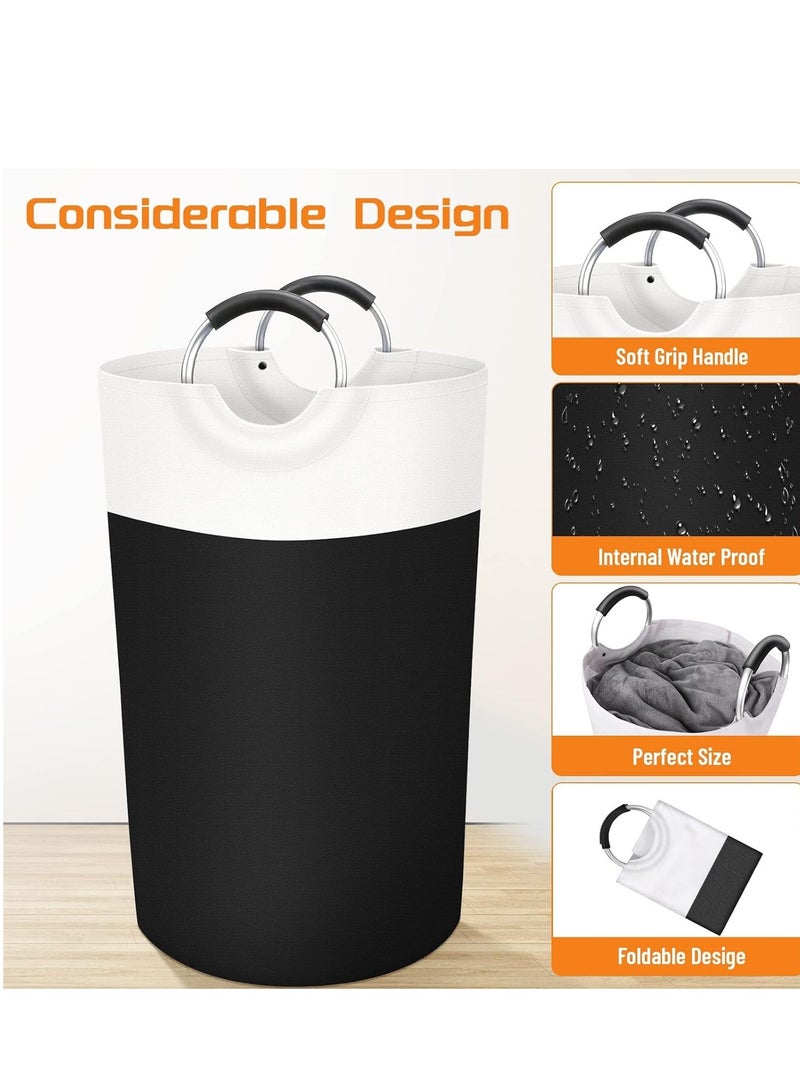 Large Waterproof Laundry Basket, Collapsible Hamper with Foam Handles for College  Family Use, 90L Capacity (Black) - Image 3
