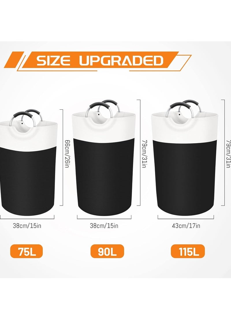 Large Waterproof Laundry Basket, Collapsible Hamper with Foam Handles for College  Family Use, 90L Capacity (Black) - Image 2