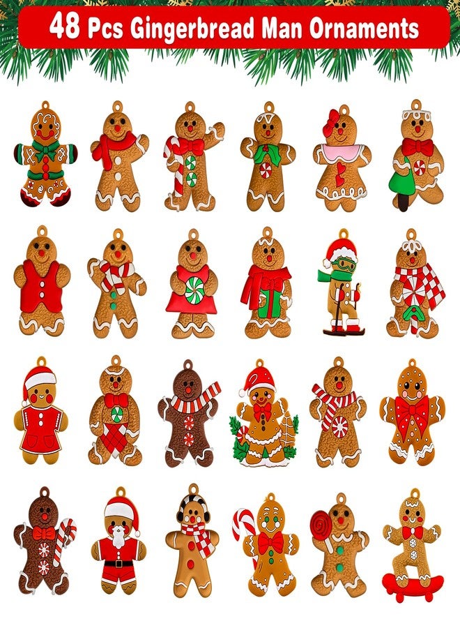 Garma 24Pcs Gingerbread Man Ornaments for Christmas Tree Decorations Mini Gingerbread Hanging Charms Decorative Hanging Ornaments Christmas House Decor Xmas Holiday Indoor Decorations - Image 2