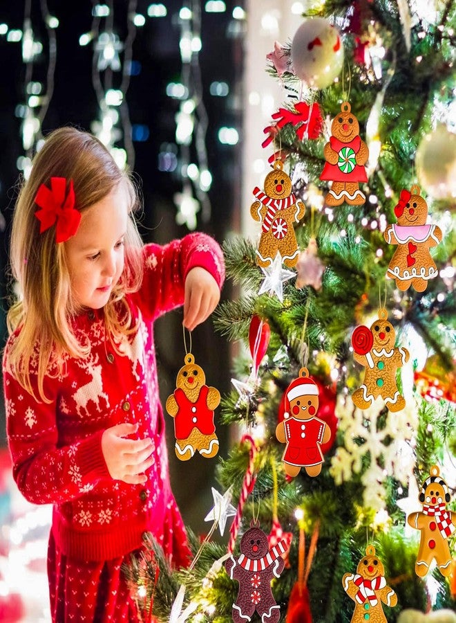 Garma 24Pcs Gingerbread Man Ornaments for Christmas Tree Decorations Mini Gingerbread Hanging Charms Decorative Hanging Ornaments Christmas House Decor Xmas Holiday Indoor Decorations - Image 4