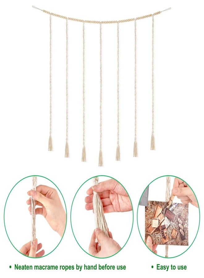ecofynd Berlin Macrame Photo Display Wall Hanging, Picture Organizer with 20 Wooden Clips, Boho Aesthetic Home Decor, Bohemian Rectangular Frame for Bedroom Living Room Items (BH040), 20 x 040 inch - Image 3