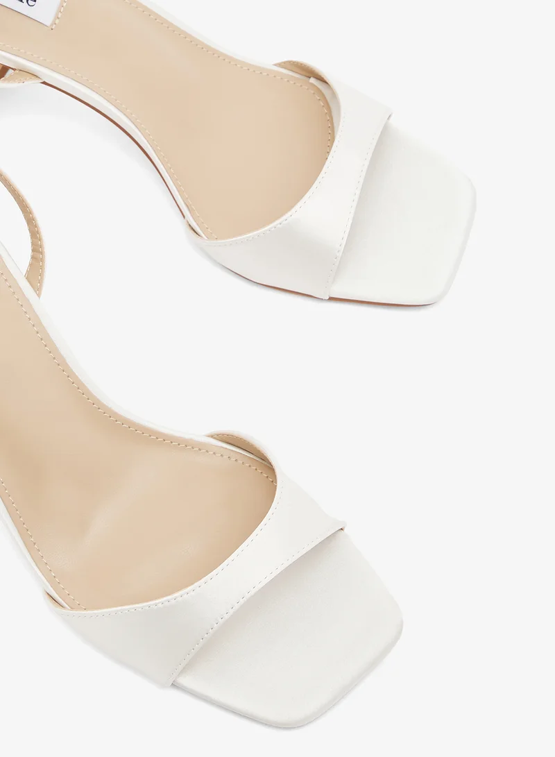 BE MINE IVORY SATIN Cora Ankle Strap Heeled Sandals for Women | Best Price UAE