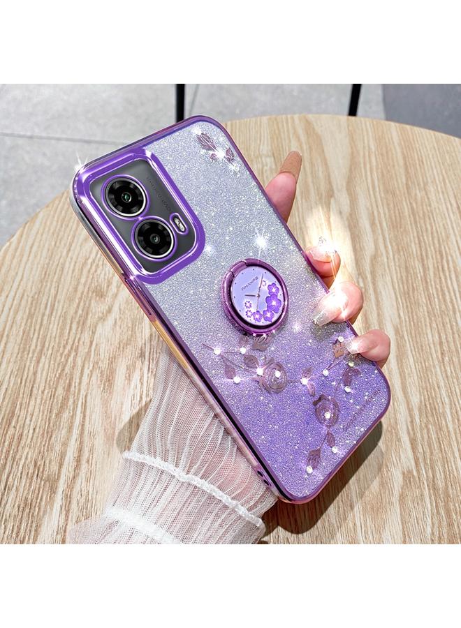 The Bros Case For Motorola Edge 50 Fusion Gradient Glitter Immortal Flower Ring All-inclusive Phone Case