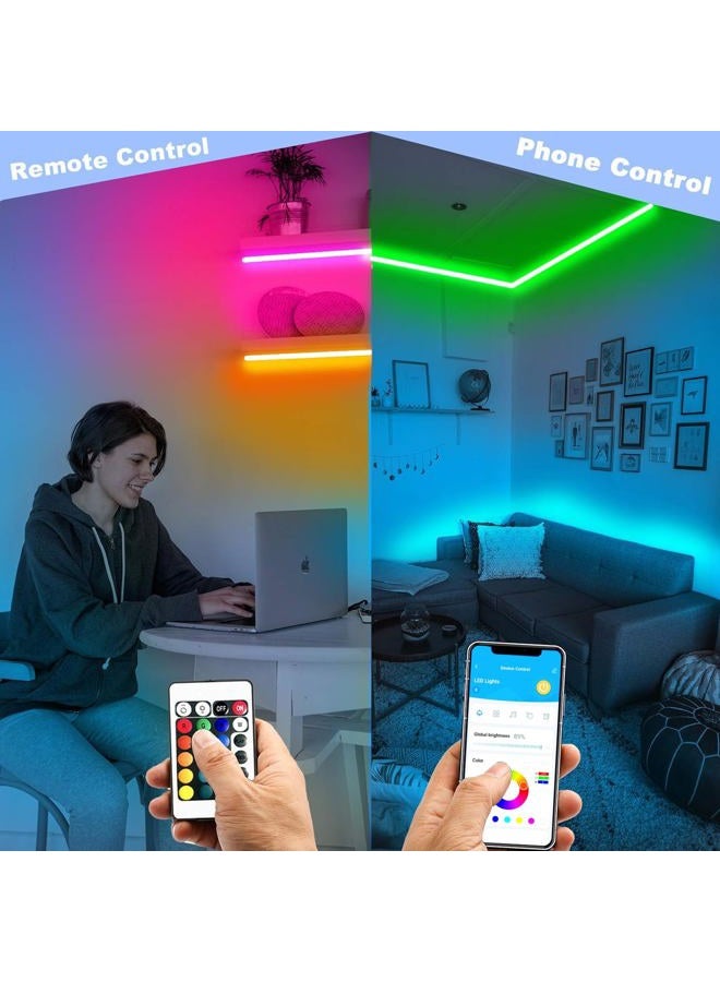 DAYBETTER Smart Led Lights 50 ft, 5050 RGB Led Strip Lights Kits with 24 Keys Remote, App Control Timer Schedule Led Music Strip Lights - Image 2