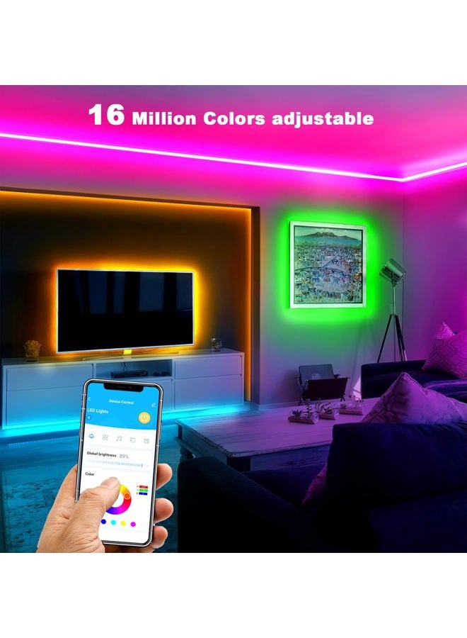 DAYBETTER Smart Led Lights 50 ft, 5050 RGB Led Strip Lights Kits with 24 Keys Remote, App Control Timer Schedule Led Music Strip Lights - Image 4