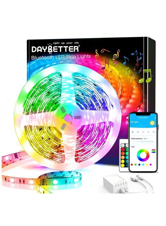 DAYBETTER Smart Led Lights 50 ft, 5050 RGB Led Strip Lights Kits with 24 Keys Remote, App Control Timer Schedule Led Music Strip Lights - Image 1