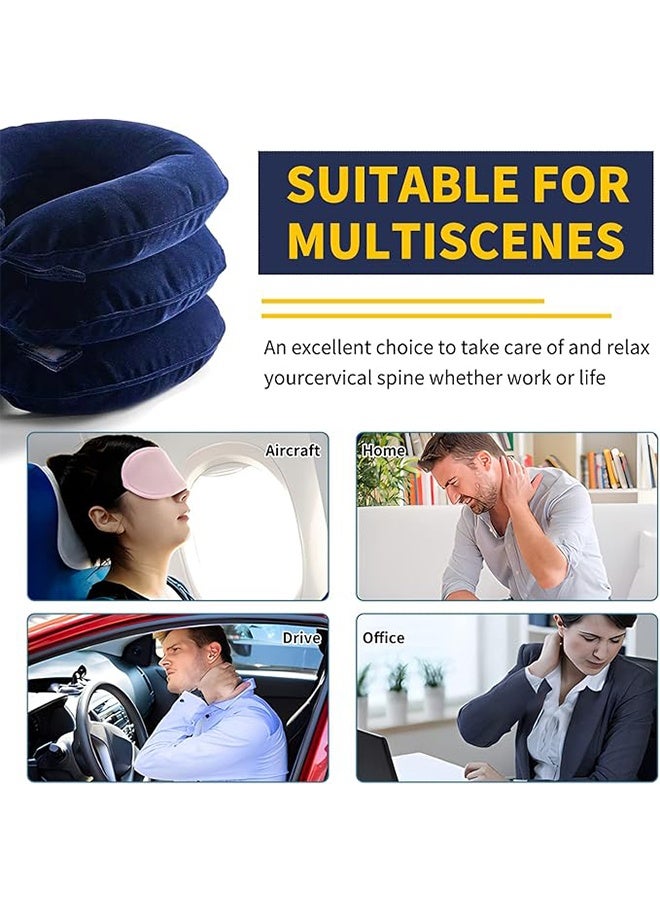 HAVEN Cervical Neck Traction Device for Neck Pain Relief, Adjustable Inflatable Neck Stretcher Neck Brace, Neck Traction Pillow for Use Neck Decompression and Neck Tension Relief (Blue) - Image 3