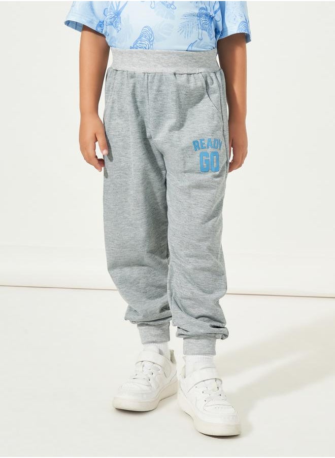 Styli Letter Print Slant Pocket Cotton Joggers  - Image 1