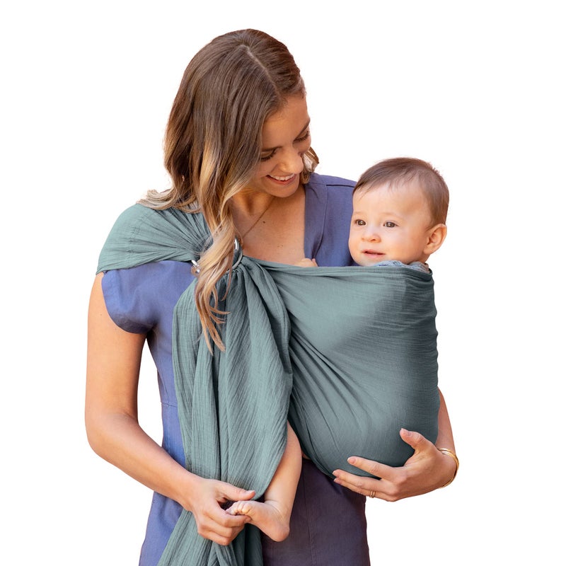 Moby Baby Wrap Carrier Ring Sling for Newborns to Toddlers, Hands-Free, Versatile Support for Moms & Dads, Breathable & Lightweight, Supports Children 8-30 lbs (Fern) - Image 1