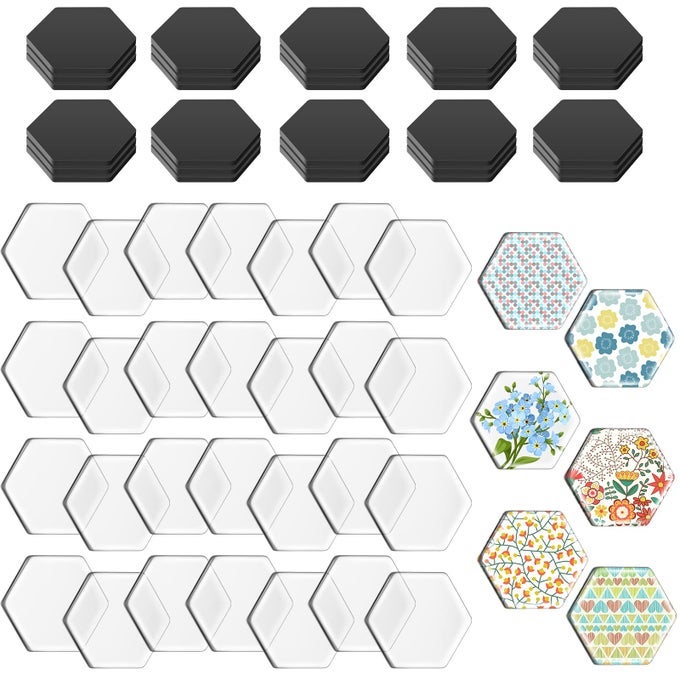 72 PIECES CRAFT MAGNETS GLASS CERAMIC FERRITE MAGNET WITH ADHESIVE BACKING AND TRANSPARENT CLEAR GLASS CABOCHONS FOR DIY CRAFT FRIDGE REFRIGERATOR PENDANTS