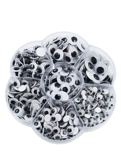 1400pcs Round Wiggle Googly Eyes with Adhesive on Back Pack for DIY Scrapbooking Crafts Decorations - Assorted Sizes 4MM - 12MM