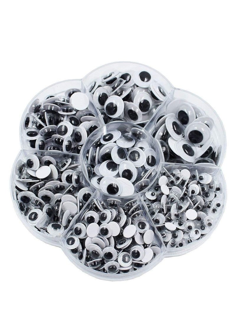 ECVV 1400pcs Round Wiggle Googly Eyes with Adhesive on Back Pack for DIY Scrapbooking Crafts Decorations - Assorted Sizes 4MM - 12MM  - Image 1