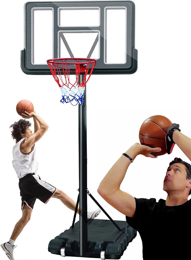 Generic Portable Outdoor Basketball Hoop Goal System Stand Accessory Kit Nylon Net PVC Backboard Steel Frame for Poolside House Backyard Driveway Height Adjustable  - Image 1