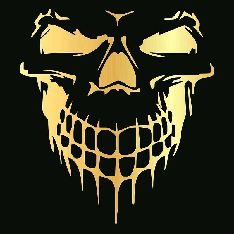HungMieh 3D Skull Stickers and Decals for Car Windows, Doors, Trucks - Laser Bumper Stickers for Car Styling and Decor, Brushed Gold, 6.97" - Image 3