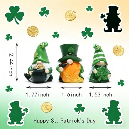Hodao St Patricks Day Resin Figurine Set of 3 Gnome Resin Doll St Patricks Day Decorations Irish Green Clover Faceless Doll Decoration Holiday Ornaments - Image 3