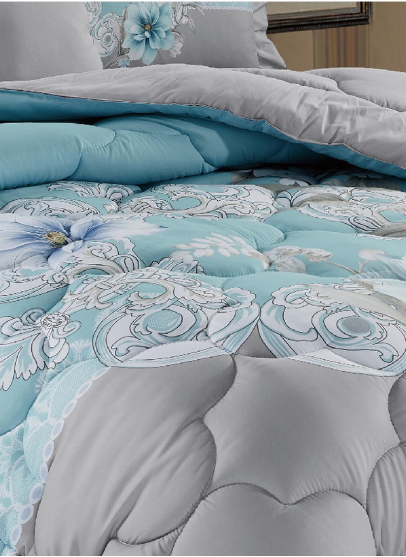 Moon - Bed In A Bag Medium Filling King Size Comforter Set, 10 Pcs Floral Bedding Set Size 220 X 240 Cm with Comforter, Quilted Bed Skirt, Pillowcases, Cushion & Bedroom Slipper, Multicolor - Image 1