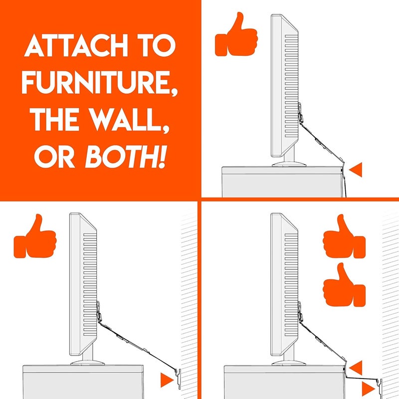 ECHOGEAR TV Safety Straps for Big TVs – Heavy-Duty Anti-Tip Anchors for TVs Up to 90” – Secure to Wall or Furniture – Pre-Assembled for Easy Baby Proofing & Earthquake Protection - Image 2