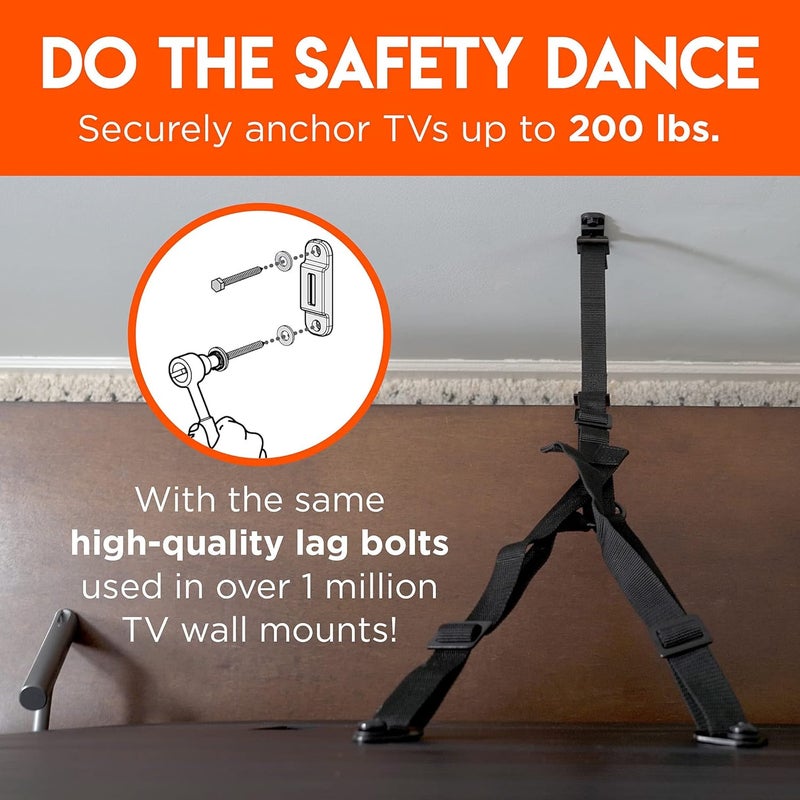ECHOGEAR TV Safety Straps for Big TVs – Heavy-Duty Anti-Tip Anchors for TVs Up to 90” – Secure to Wall or Furniture – Pre-Assembled for Easy Baby Proofing & Earthquake Protection - Image 5