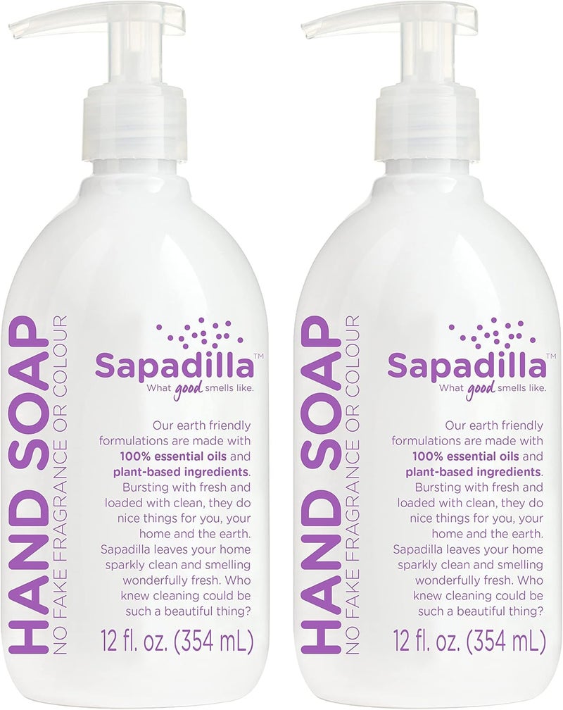 Sapadilla Liquid Hand Soap  Sweet Lavender  Lime  Made with 100 Pure Essential Oil Blends Cleansing  Moisturizing Aromatic  Fragrant Hand Soap Plant Based Biodegradable 12 Ounce Pack of 2