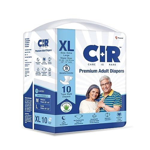 CIR Unisex Premium Adult Diaper-Tape Style All Night Protection With Aloe Vera Extra Large(Xl) Size Waist(122-145Cm 48"-58") 10 Units - Image 1
