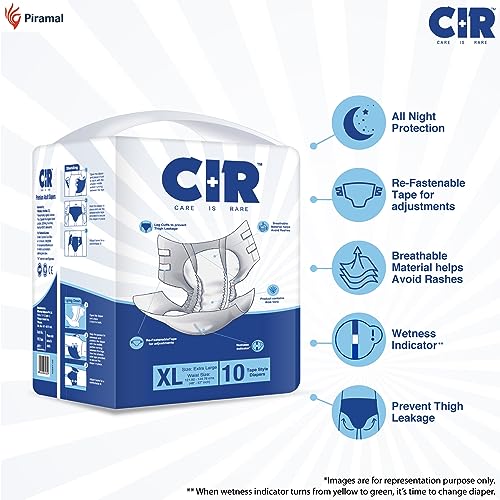 CIR Unisex Premium Adult Diaper-Tape Style All Night Protection With Aloe Vera Extra Large(Xl) Size Waist(122-145Cm 48"-58") 10 Units - Image 2