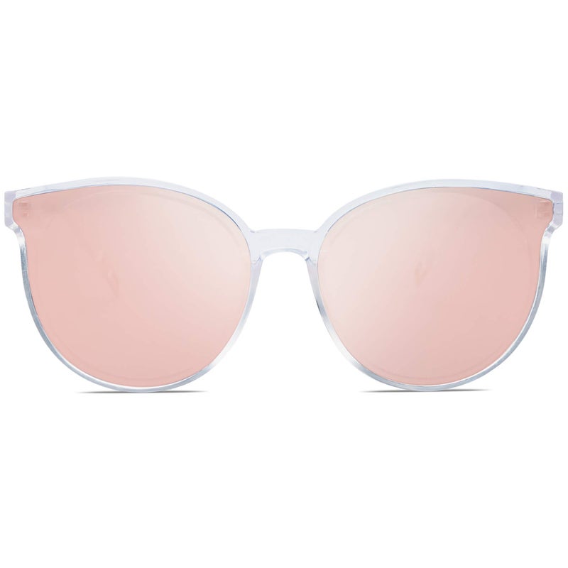 SOJOS Fashion Round Sunglasses for Women Men Oversized Vintage Shades SJ2057, Clear/Pink - Image 2