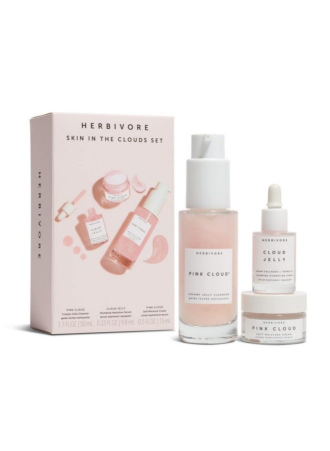 HERBIVORE Skin In The Clouds 3-step Plumping Hydration Set - Pink Cloud Creamy Jelly Cleanse (50mL / 1.7 oz), Cloud Jelly Serum (10mL / 0.33 oz), Pink Cloud Soft Moisture Cream (15mL / 0.5 oz) - Image 1