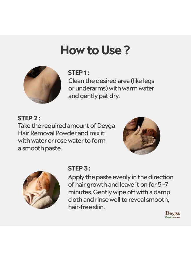 Deyga Herbal Hair Removal Powder (100g) | Natural Exfoliation & Tan Removal | Gentle Skin Care for All Skin Types | Made with Natural Ingredients | Painless Body Cleansing - Image 5
