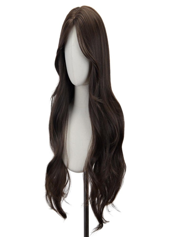 STYLER Brown Middle Part Wig with Bangs for Women -26 Inch Long Wavy Brown Wigs Synthetic Heat Resistant Hair Natural Looking Wigs for Daily Use Halloween Christmas Cosplay Party - Image 3