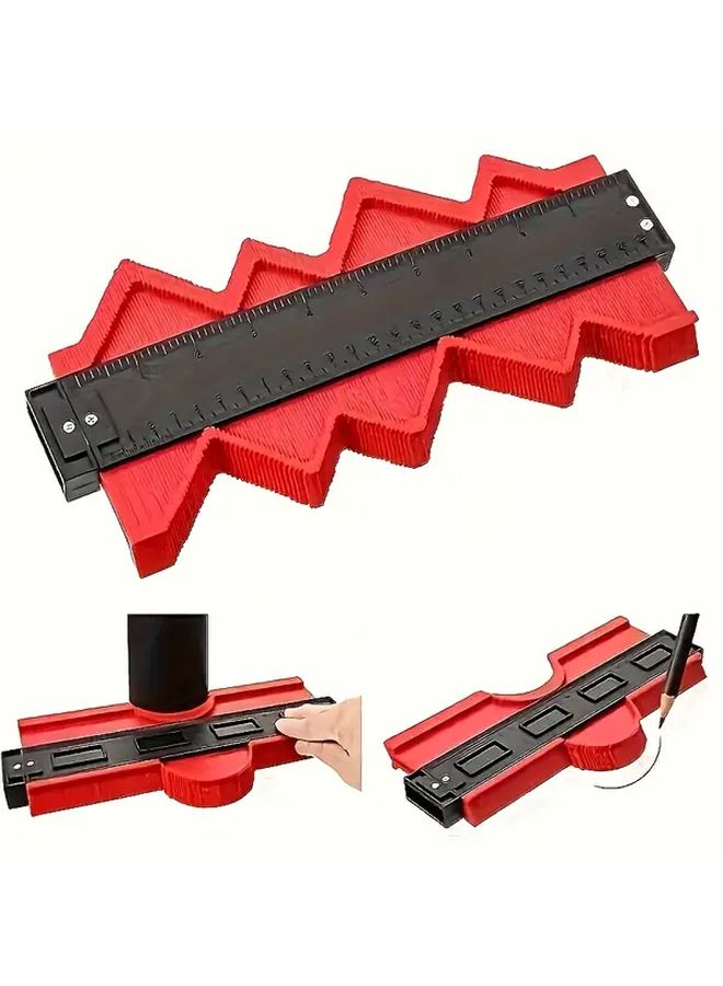 Blue Red Contour Measuring Instrument Tile Carpet Cutting Template Irregular Curve Ruler for Woodworking DIY Home Improvement Precision Measurement Ergonomic Design Durable Plastic No Assembly Required My Scribe Flooring Tool - Image 1