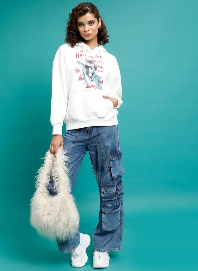 Tokyo Talkies Graphic Print Oversized Hoodie