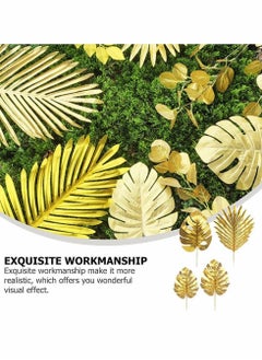 Y&D Artificial Plants Palm Leaves, Plastic Gold Tropical Party Decorations Wedding Simulated Golden Turtle Leaf (20pcs)  - Image 3