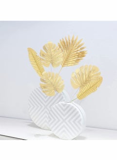 Y&D Artificial Plants Palm Leaves, Plastic Gold Tropical Party Decorations Wedding Simulated Golden Turtle Leaf (20pcs)  - Image 2