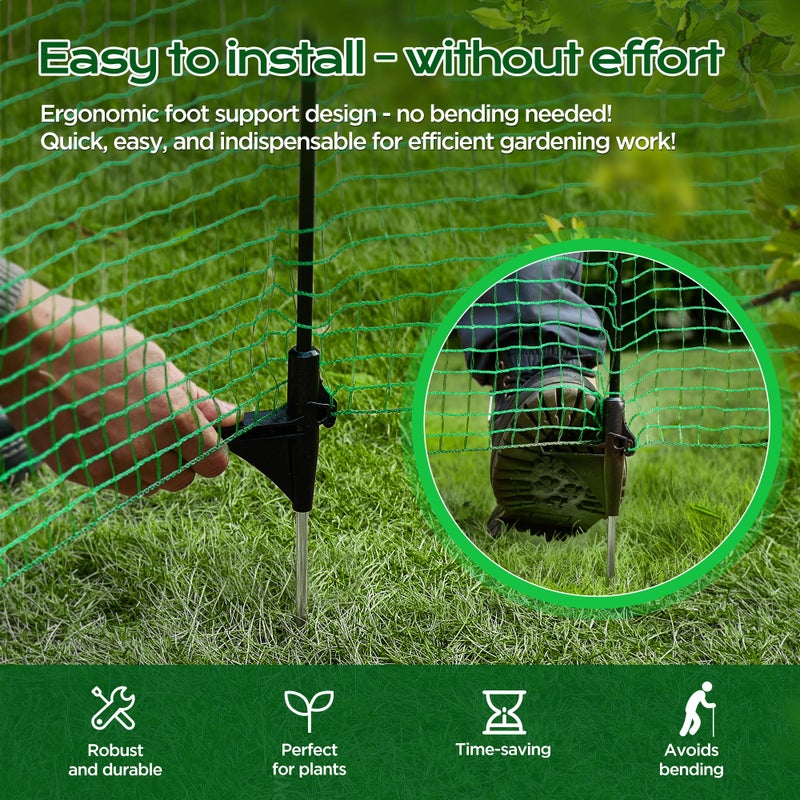 HIDALIFE سياج مؤقت HIDALIFE مع أعمدة، 3 قدم × 50 قدم حاجز أمان للكلاب شبكة بلاستيكية مع دعامات ألياف زجاجية حبل حاجز الرياح، سياج قابل للتحريك للحديقة والفناء الخارجي لحماية الحيوانات - Image 2