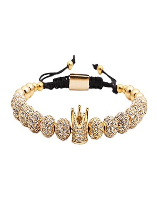 Innocence Imperial Crown King Copper Beads Cuff Bracelet Luxury Charm Fashion Cuban Link Bangle Jewelry Set For Men Women - Image 3