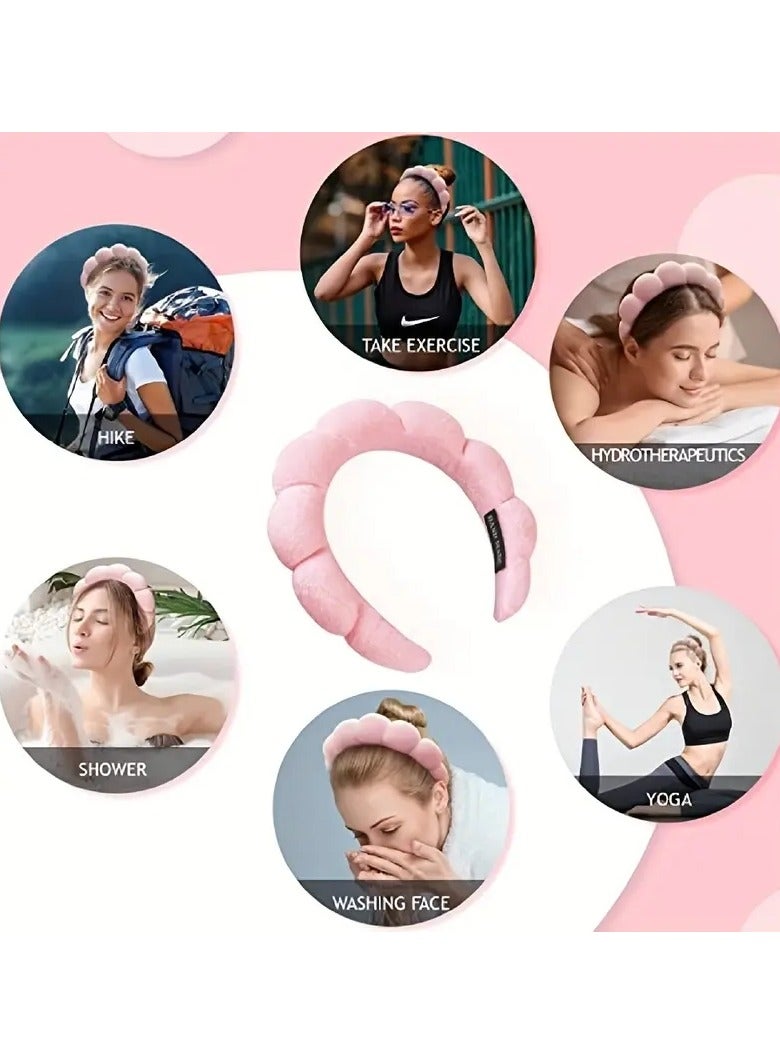 ORiTi Spa Headband For Washing Face Sponge Make Up Skincare Headband Bubble Hairband - Green - Image 3