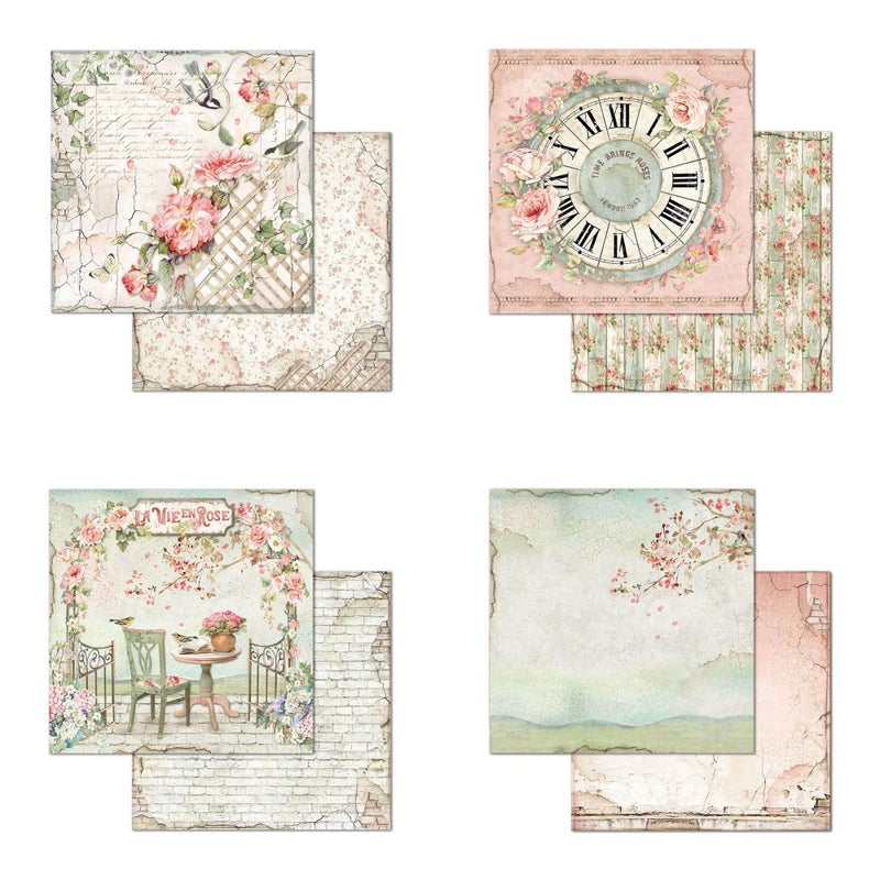 STAMPERIA INTERNATIONAL, KFT Scrapbooks Paper Pad 8X8 10PK HOUSE ROSE, 20.3 x 20.3 (8'' x 8''), Multicoloured - Image 3
