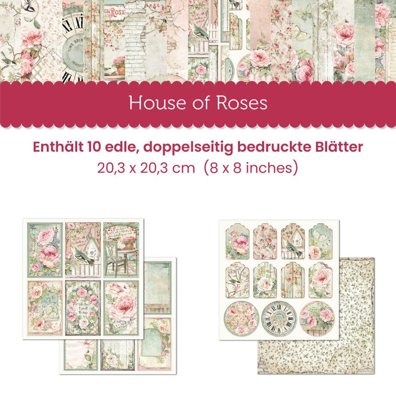 STAMPERIA INTERNATIONAL, KFT Scrapbooks Paper Pad 8X8 10PK HOUSE ROSE, 20.3 x 20.3 (8'' x 8''), Multicoloured - Image 2